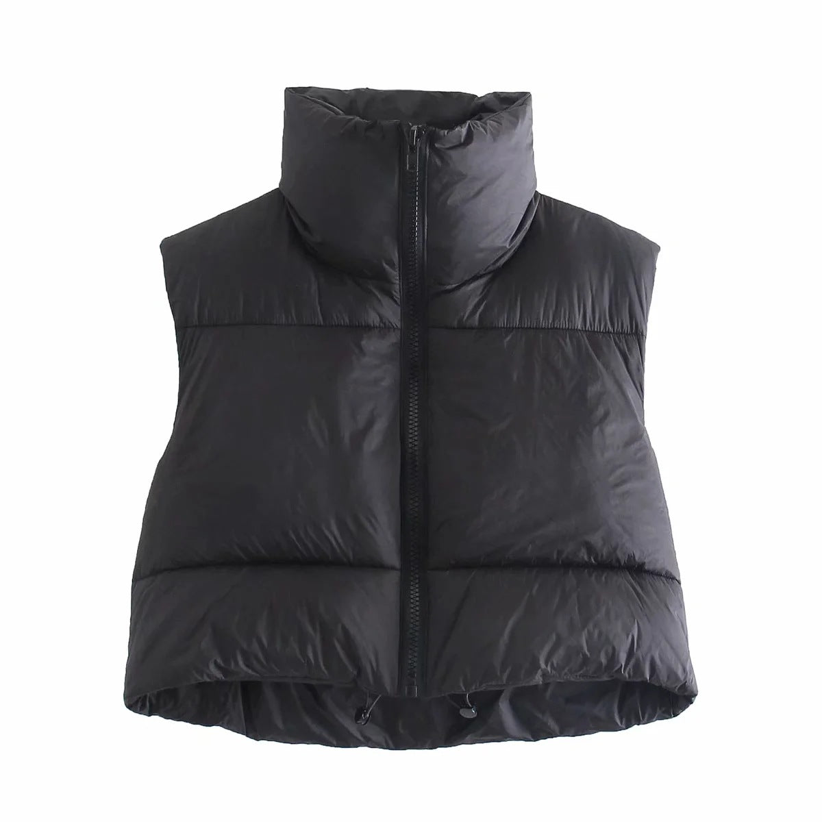 Sleeveless Zipped Stand Collar Cotton Winter Vests