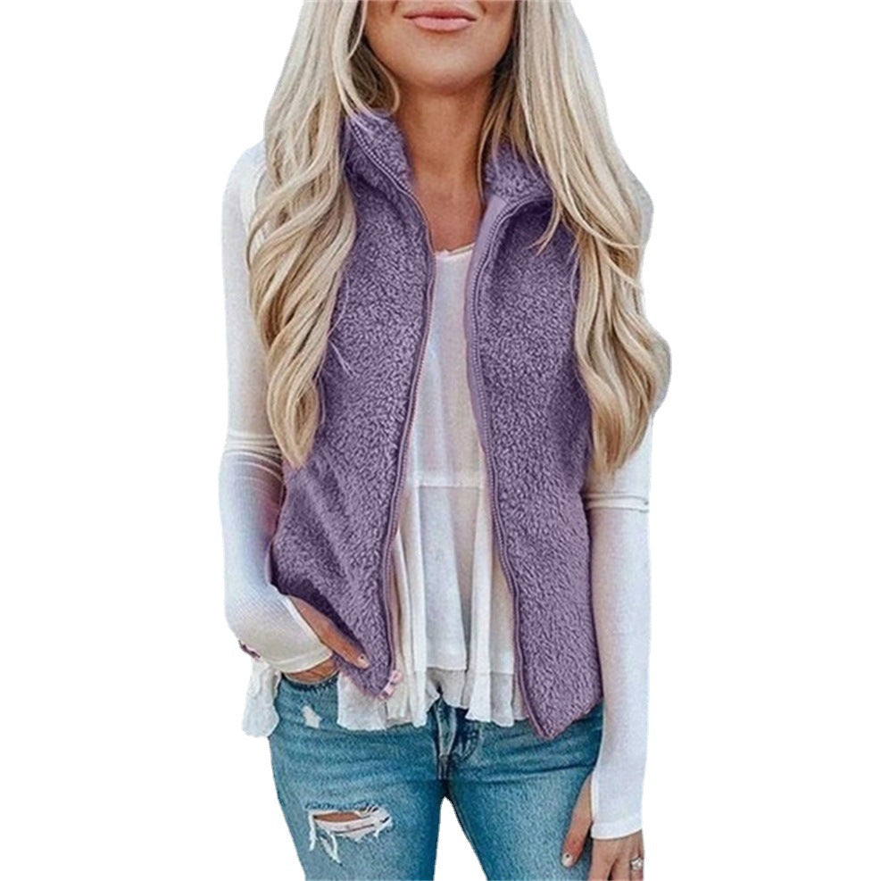 Slouchy Pretty Women's Pocket Zipper Plush Coats