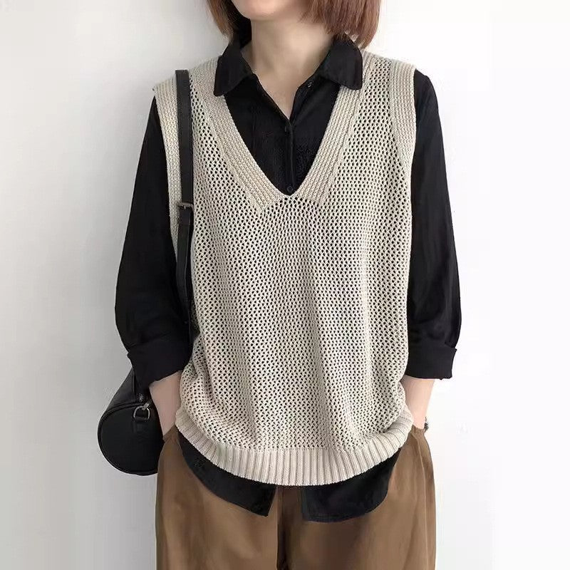 Women's Casual Outerwear Sleeveless Bandage Dress Loose Thin Vests