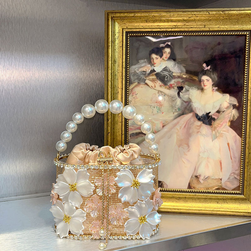 Cage Handmade Hollow Shiny Rhinestone Chain Handbags