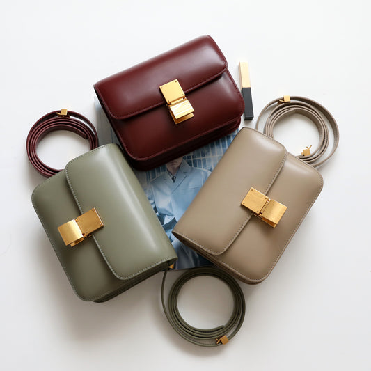 Elegant Women's Classic Leather Glossy Commute Small Square Bags