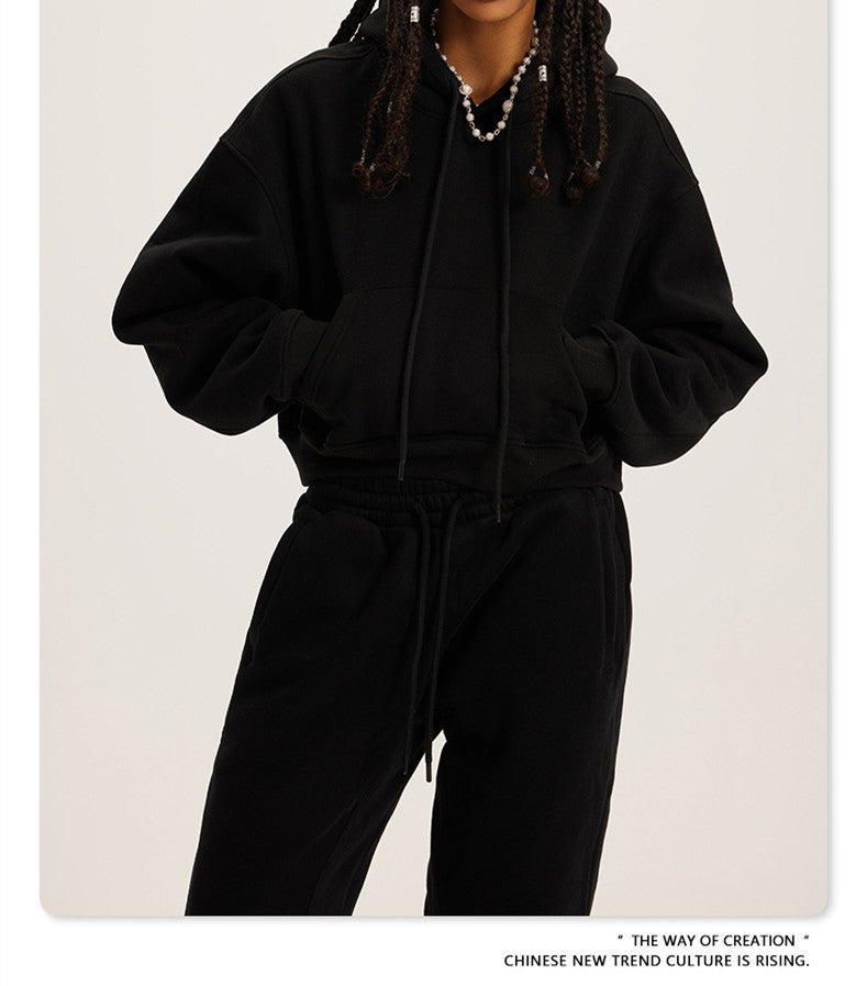 Women's Casual Fashion Solid Color Pullover Drawstring Suits
