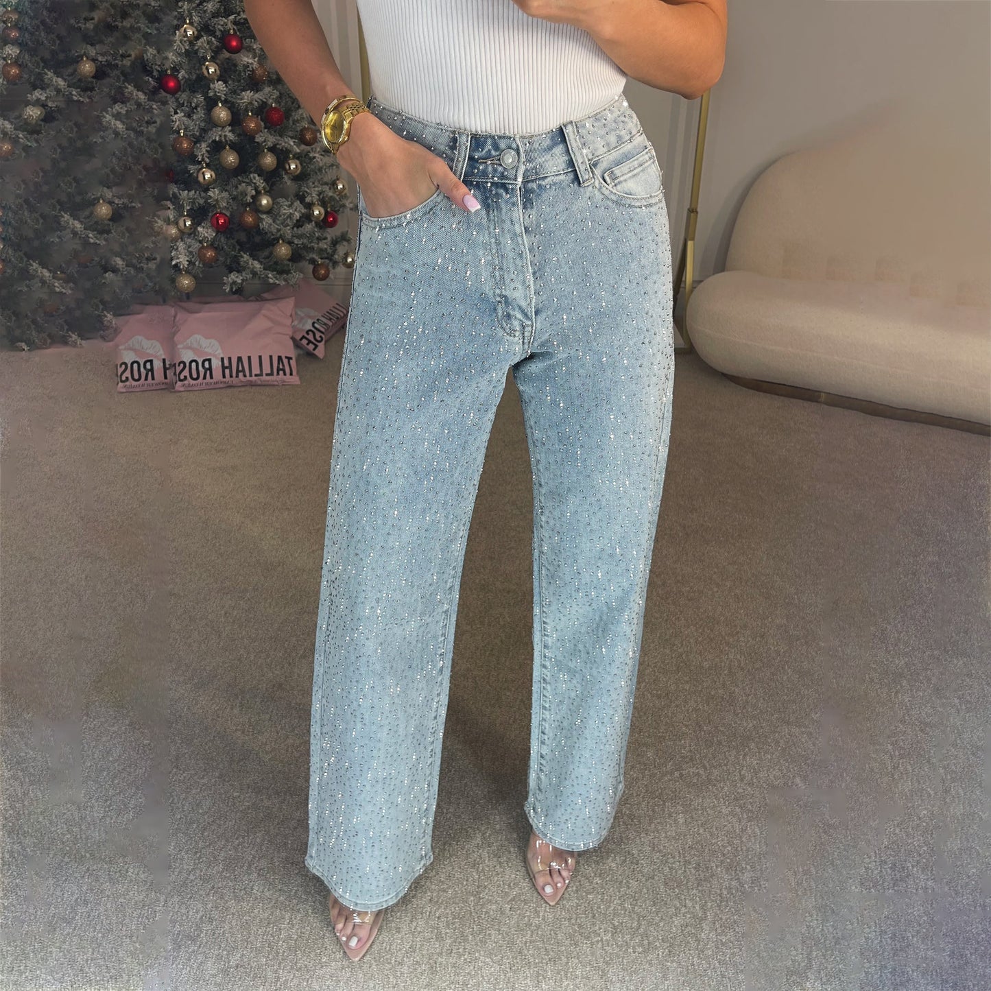 Women's Washed High-grade Low Waist Trousers Personalized Jeans