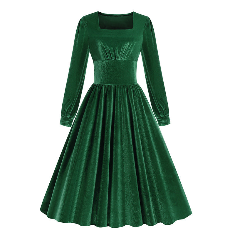 Women's Square Collar Dress Long Sleeve Autumn Dresses