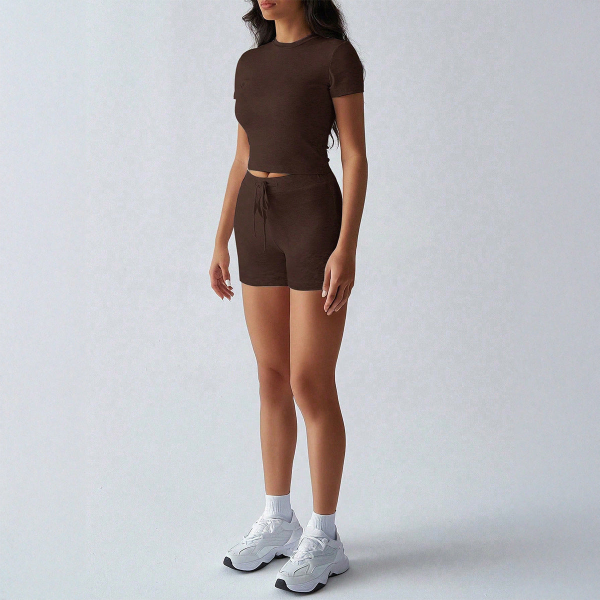 Women's Yoga Sports Style Solid Color Sleeve Fashion Casual Suit