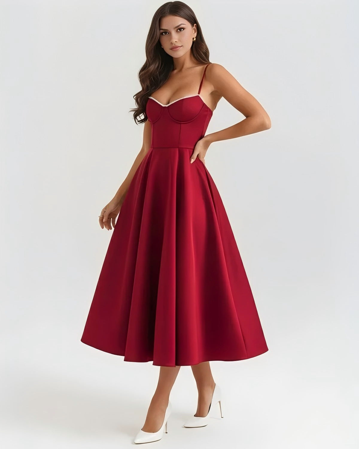 Fishbone Waist Trimming Spaghetti Straps Sexy Dresses