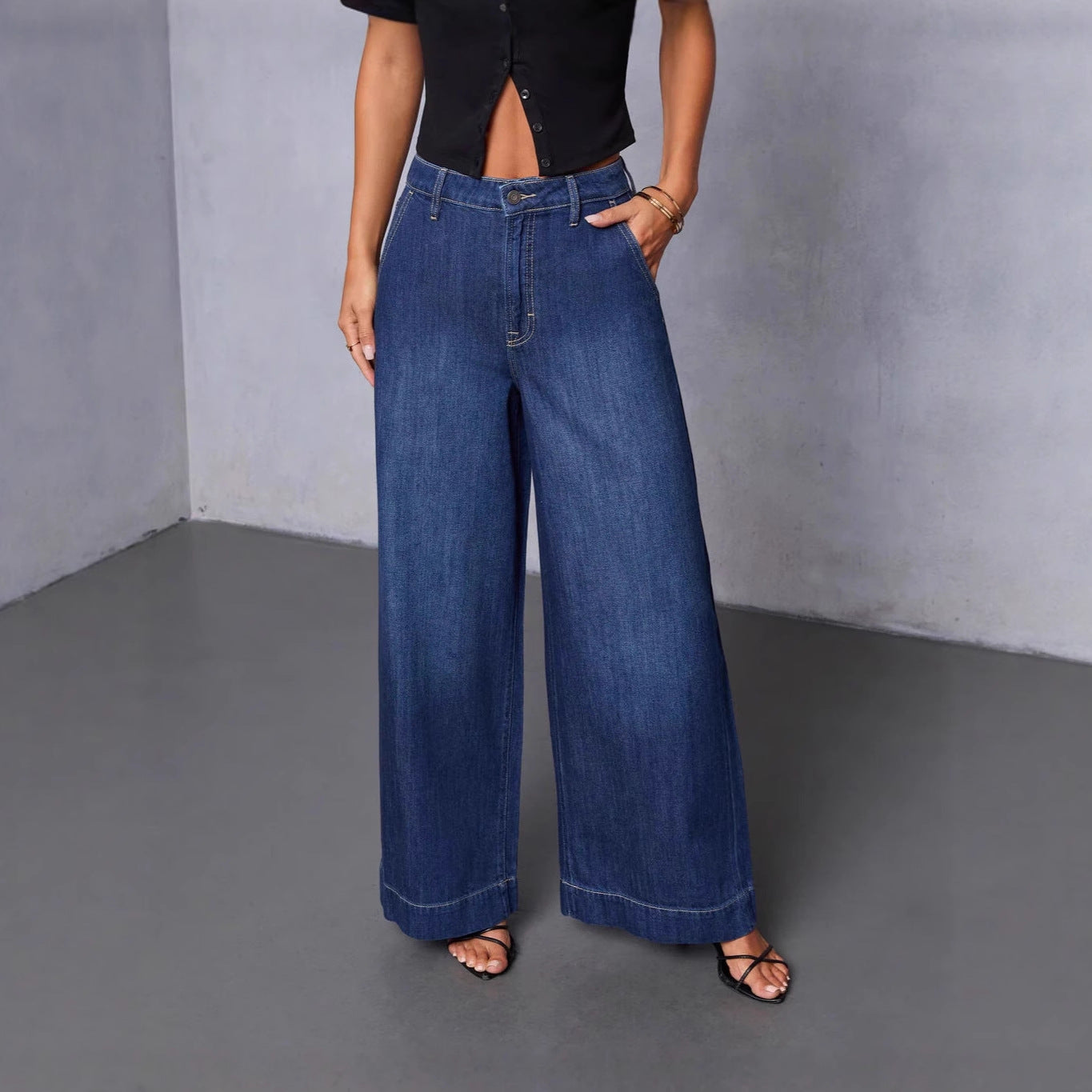 Women's Washed Temperament High Waist Long Trousers Women's Jeans