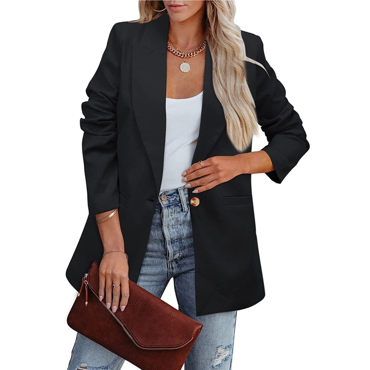 Women's Color Casual Long Sleeves Temperament Professional Suits