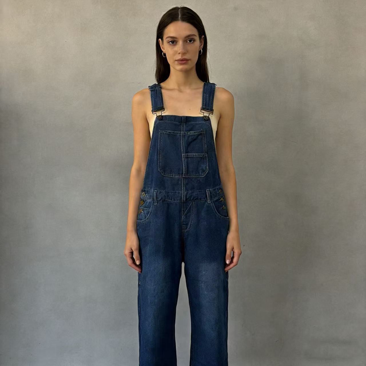 Women's Casual Loose Denim Brace Trousers One-piece Women's Jeans