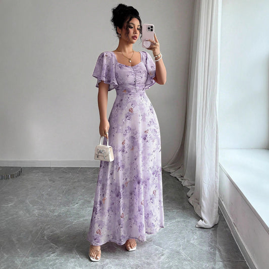Women's Fashion Summer Floral Elegant Slimming Long Dress
