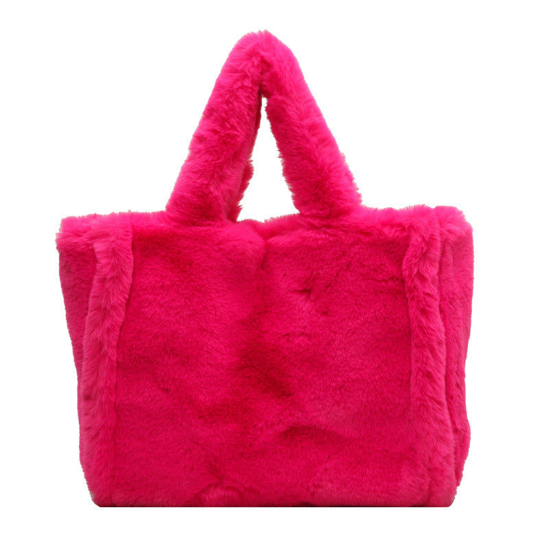Style Fashionable Plush Large Capacity Furry Tote Bags