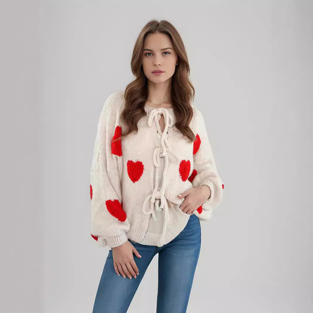 Women's Embroidery Love Strap Fashion Knitted Sweaters