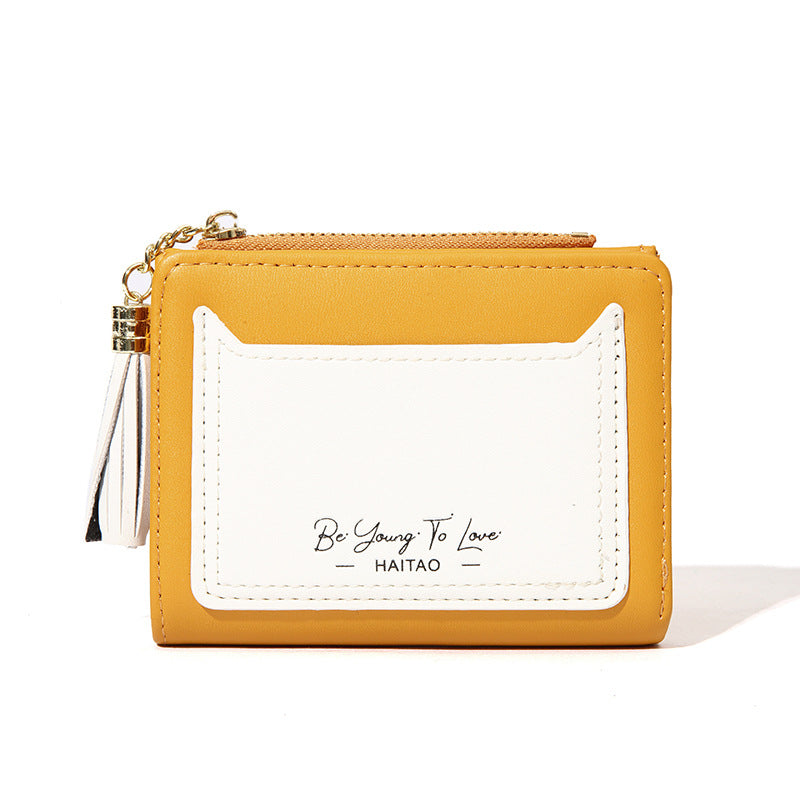 Short Simple Multi Slots Zipper Korean Ladies Wallets