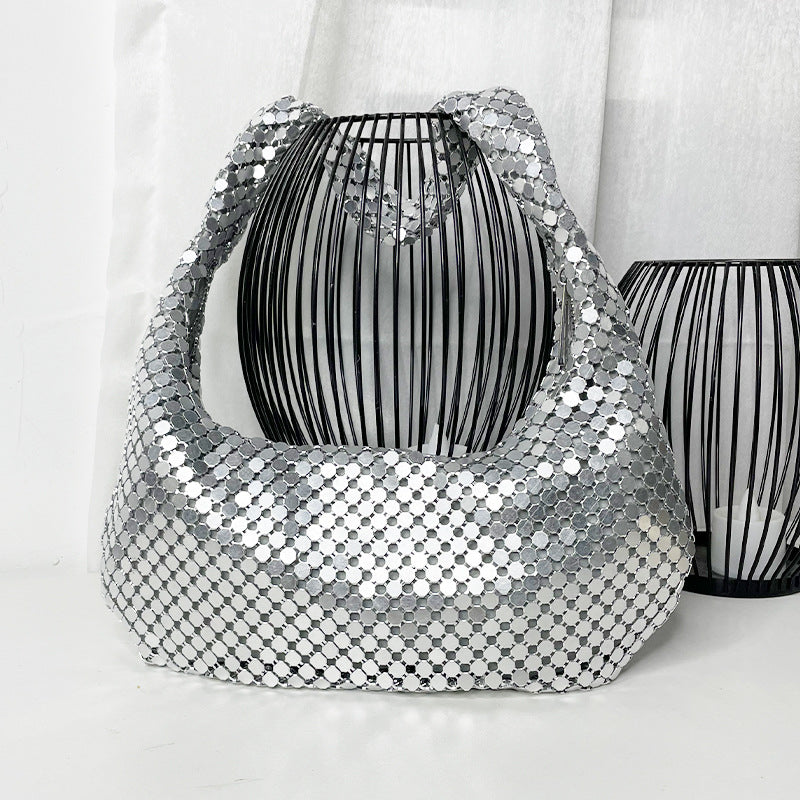 Mesh Underarm High-grade Metal Sier Sheet Evening Bags