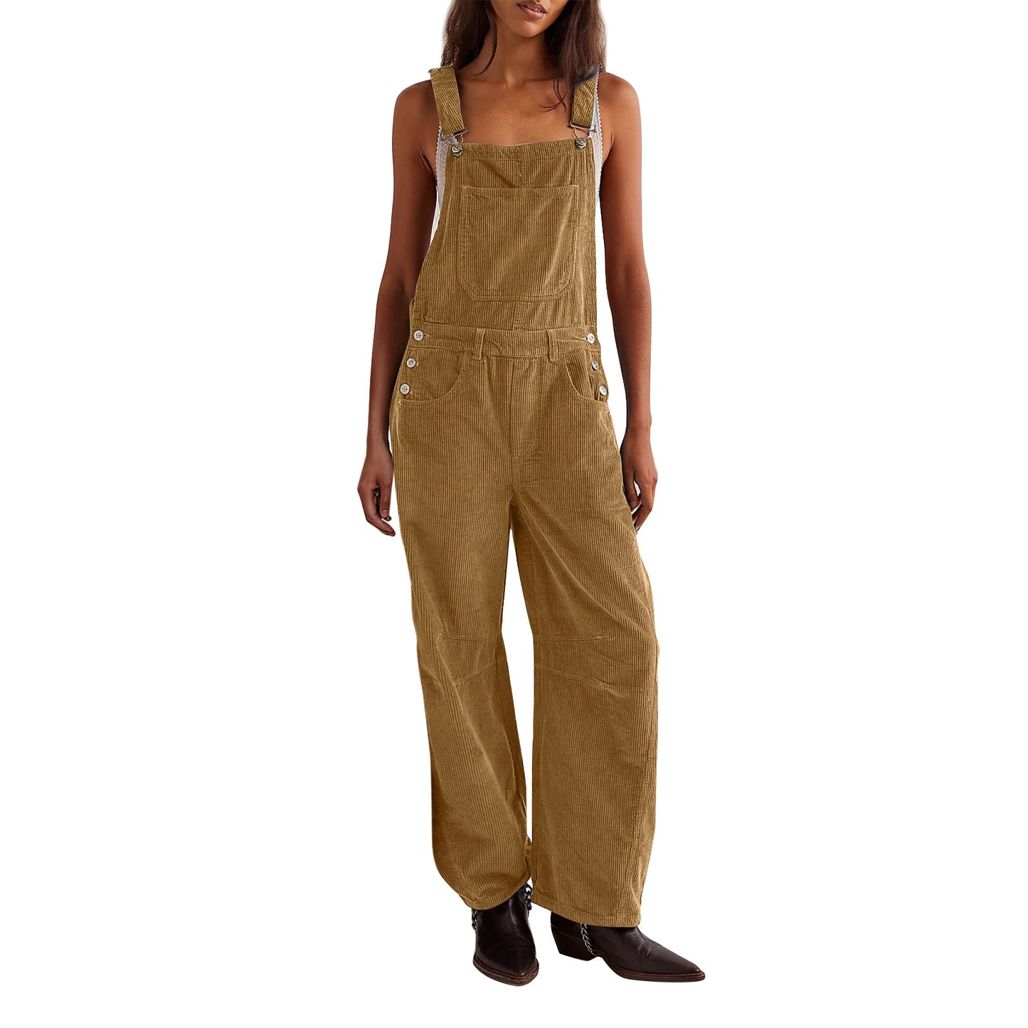Women's Slouchy Corduroy Overalls Fashion Loose-fitting Jumpsuits