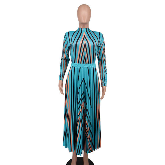 Women's Dress Autumn Chubby Printed Long Sleeve Dresses