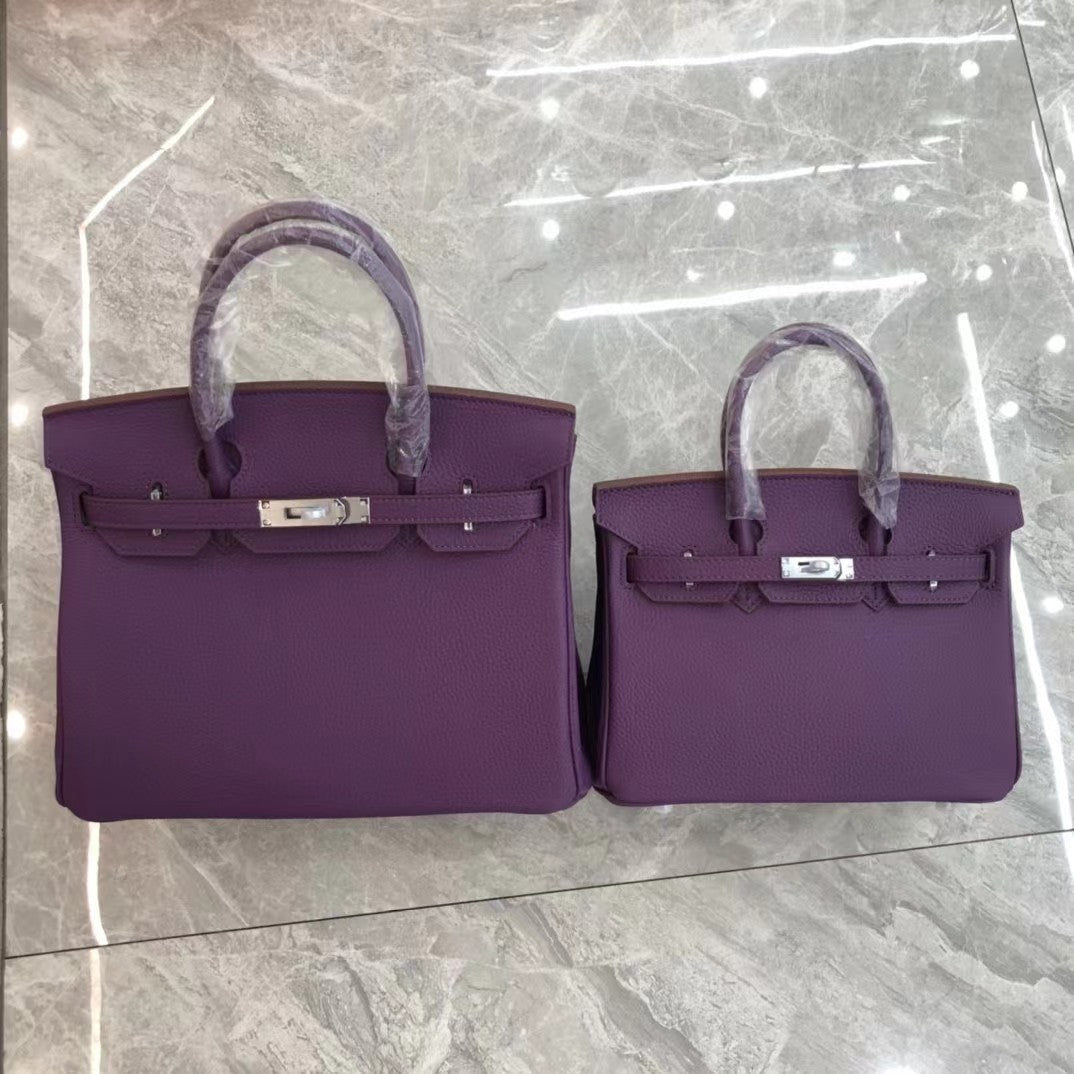 Women's Layer Cowhide Lychee Pattern Leather Kelly Large Handbags