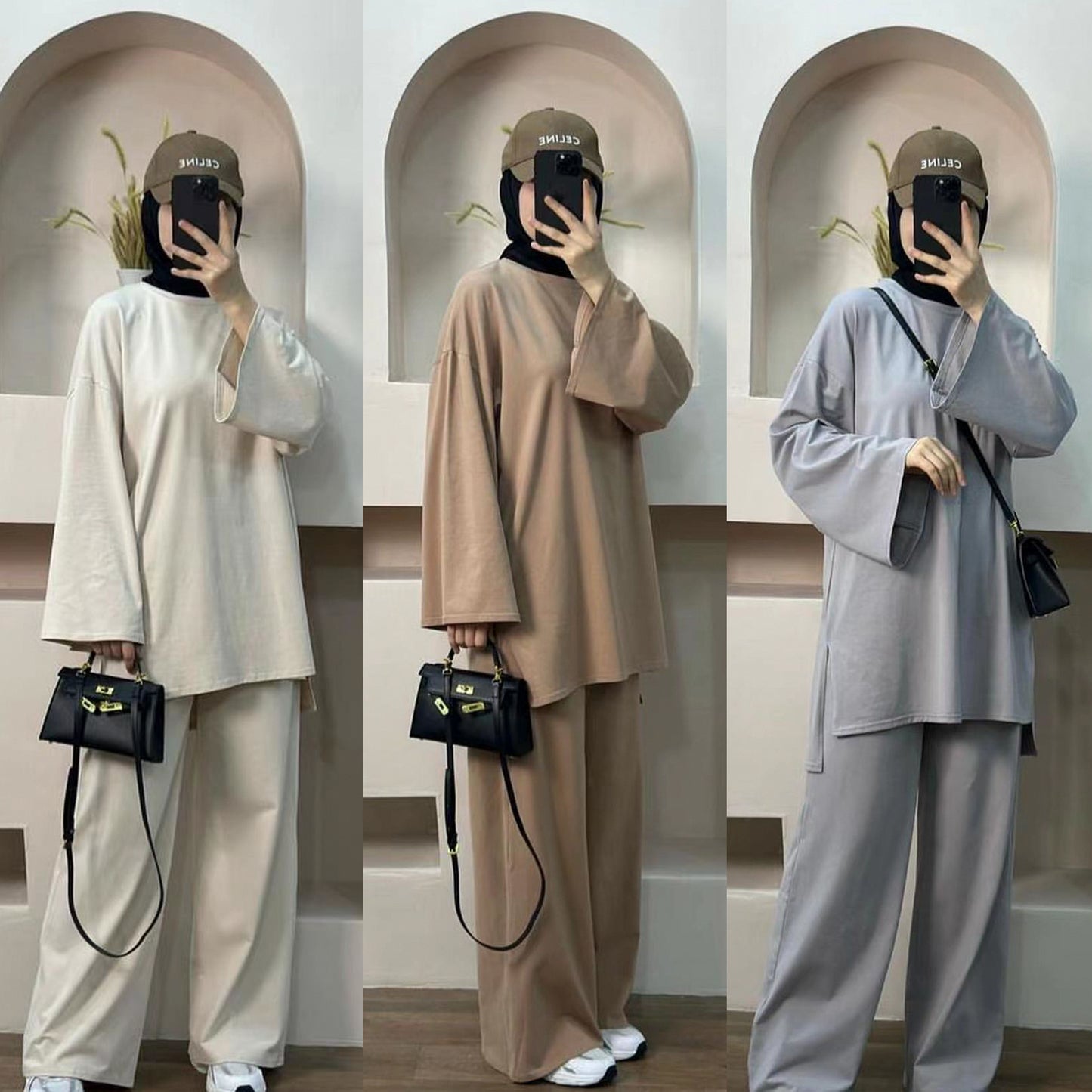 Graceful Turkey Solid Color Loose Two-piece Suits