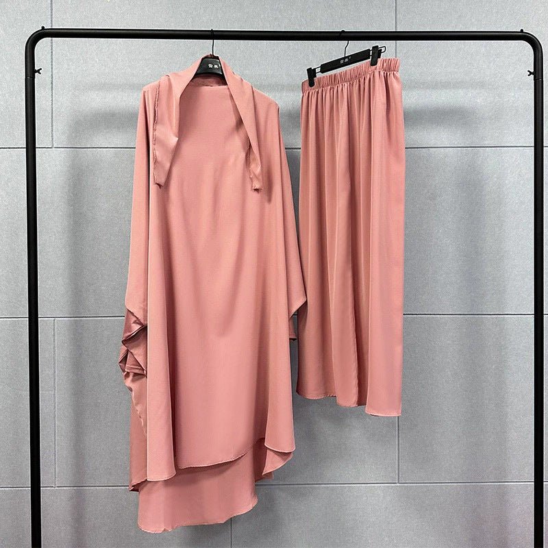 Women's Turkish Two-piece Veil Robe Solid Color Dresses