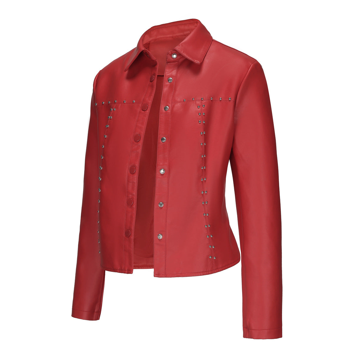 Women's Rivet Leather Button Fashion Popular Thin Jackets