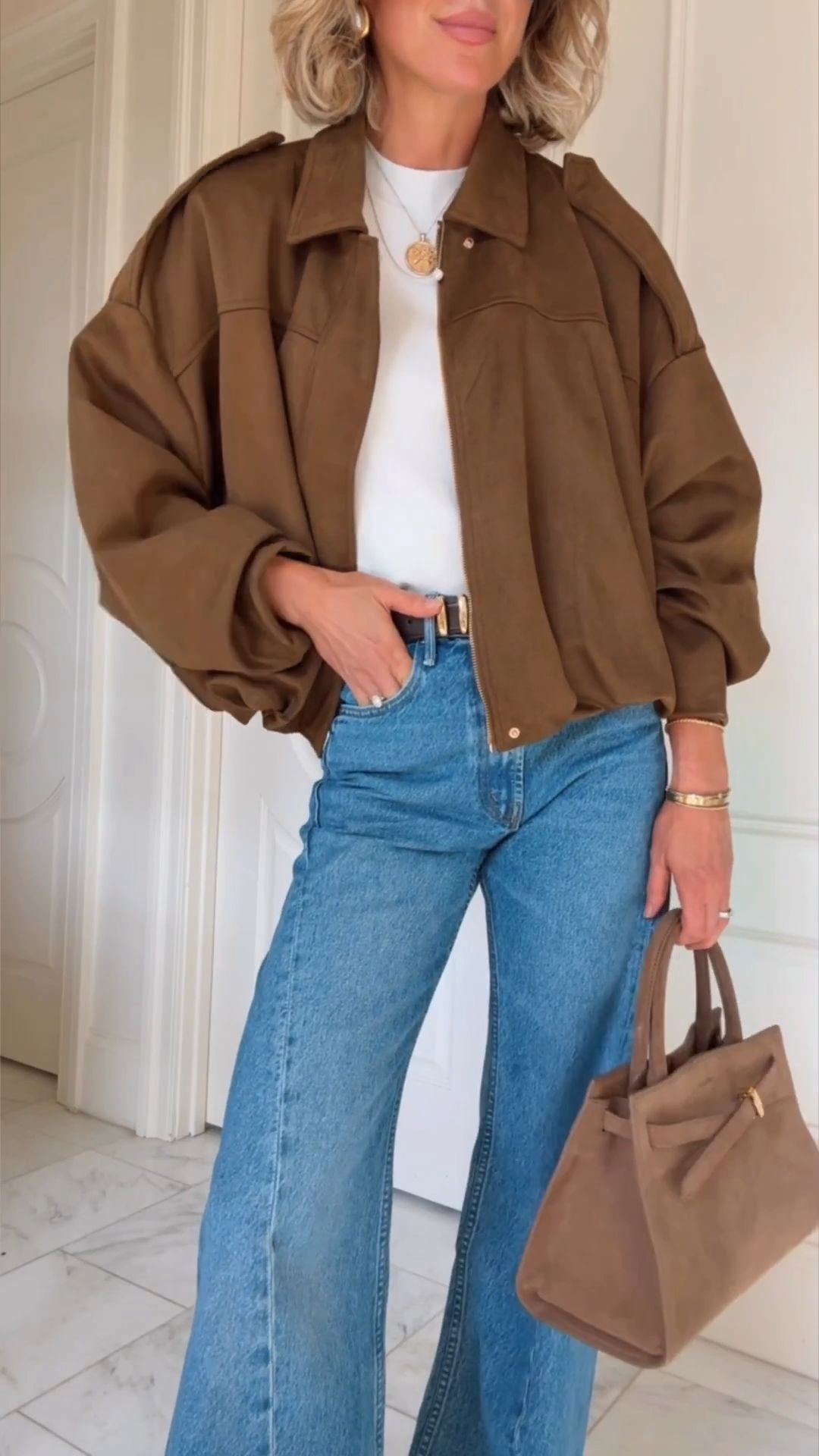 Women's Autumn Loose Batwing Sleeve Suede Clothing