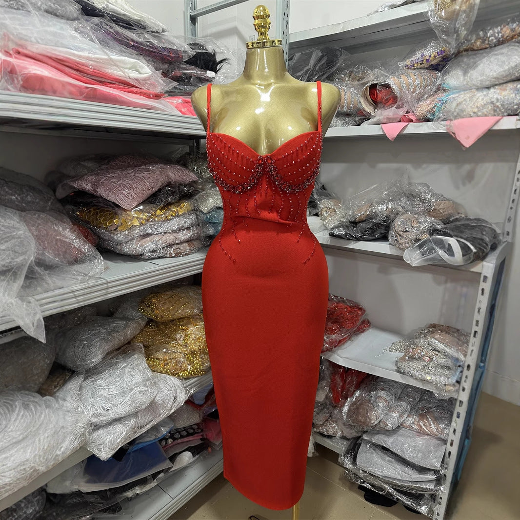 Sexy Strap Bandage Dress Beading Party Dresses