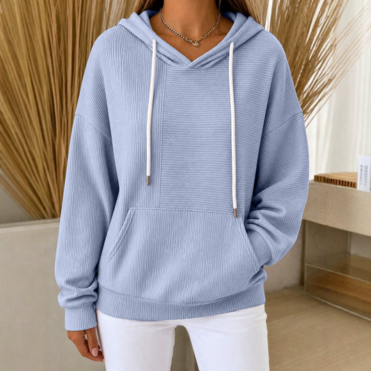 Women's Autumn Loose Casual Striped Stitching Drawstring Women's Sweater, Sweater