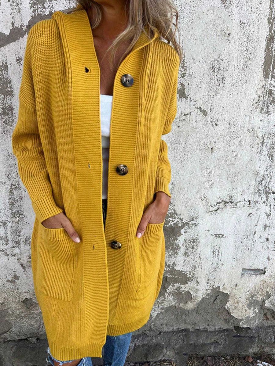 Women's Fashion Long Hooded Knitted With Pocket Sweaters