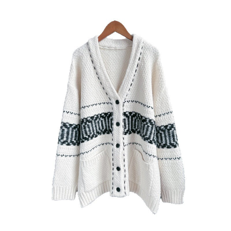 Women's Stitching Design Sense Niche Loose Lazy Knitwear