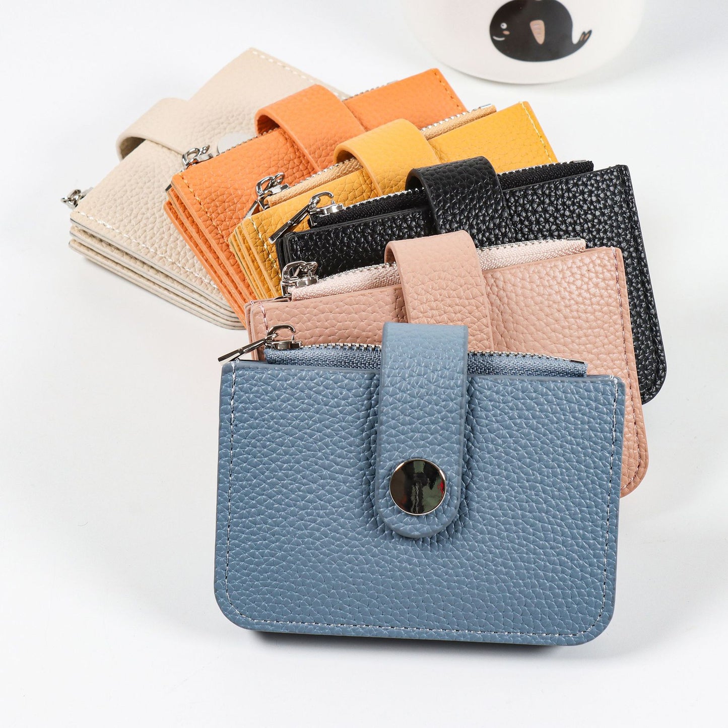 Simple Mini Lychee Pattern Fresh Zipper Card Holder