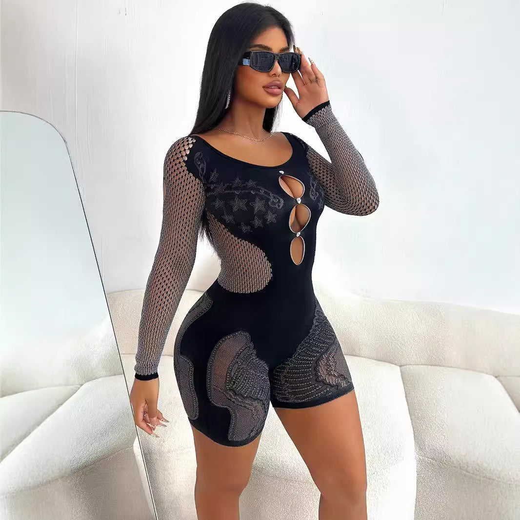 Women's Autumn Sexy Long-sleeved Knitted Fashionable Women's Jumpsuit/clothing