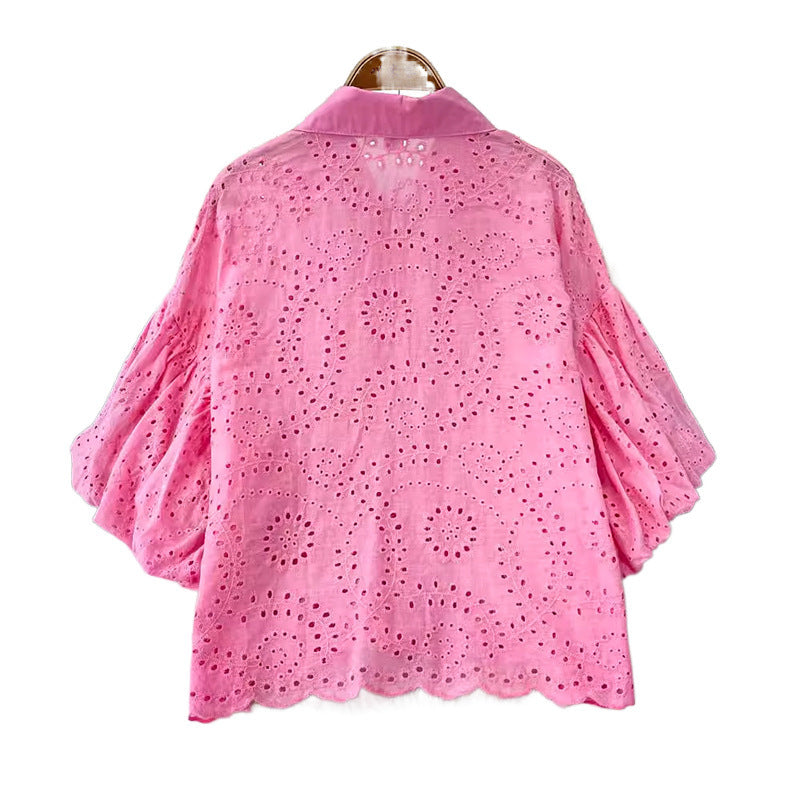 Women's Summer Lace Embroidered Unique Chic Pointed Blouses