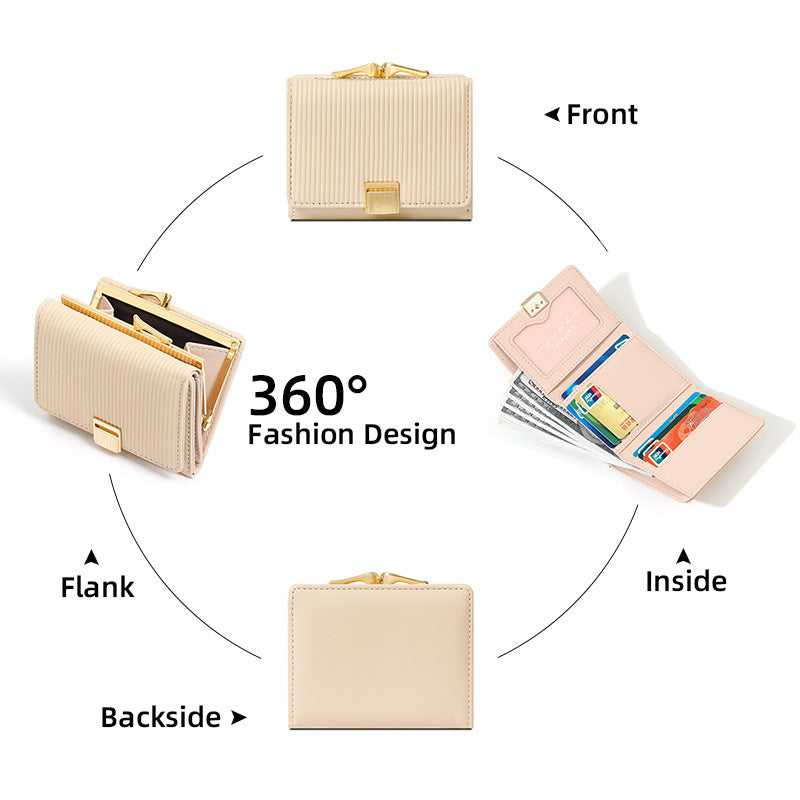 Women's Versatile High-grade Short Leather Clip Ladies Wallets