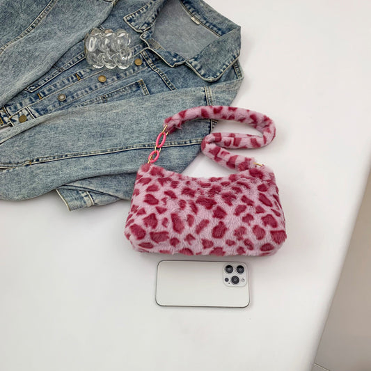 Polka Dot Plush Underarm Female Chain Armpit Bags