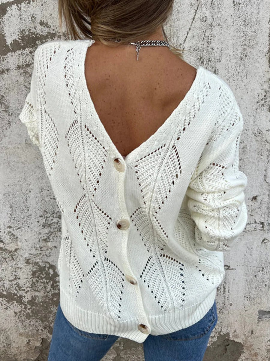 Women's Leaves Long-sleeved Knitted Loose Double-sided Wearable Sweaters