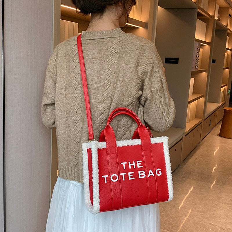 Women's Trendy Solid Color Letter Large Capacity Shoulder Bags