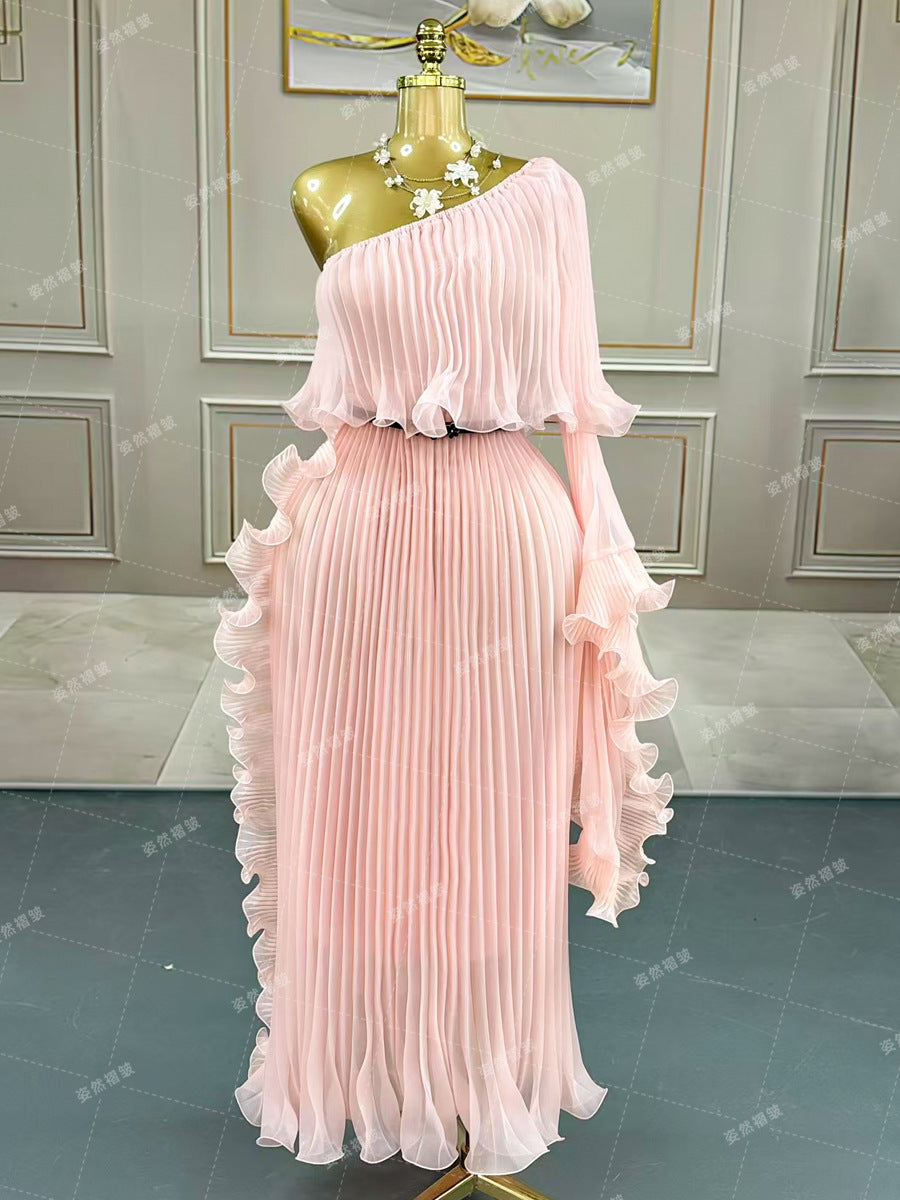 Women's Large Pleated Dress Long Light Luxury Dresses