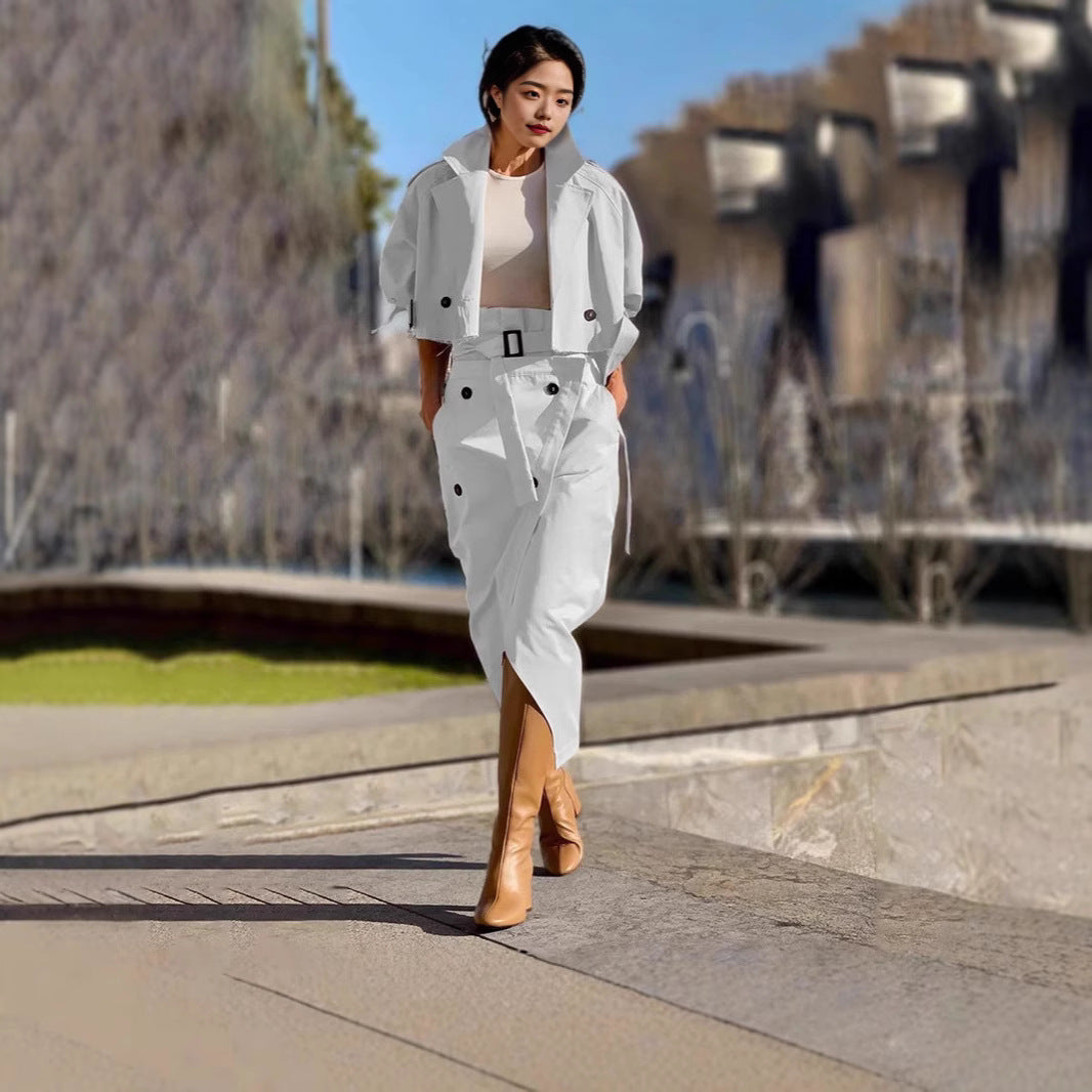 Casual Leisure Cargo Elegant Button Belt Suits