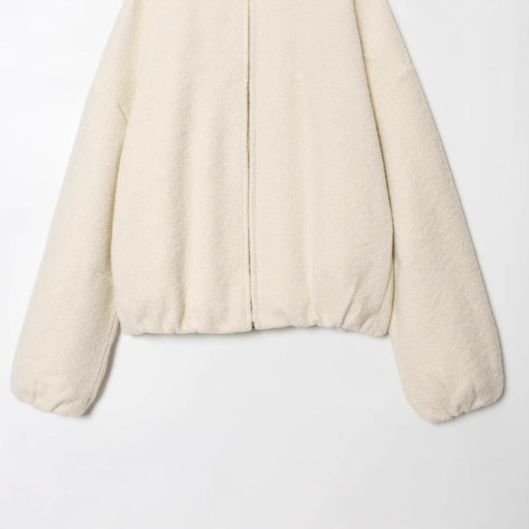 Women's Solid Color Loose Stand Collar Beaded Jackets
