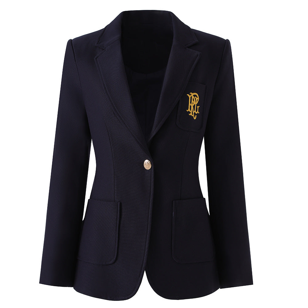 Blue Small High-grade Embroidered College Style Jackets