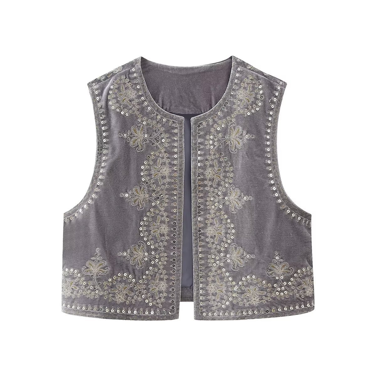 Women's Retro Fashion Casual Embroidered Veet Tops