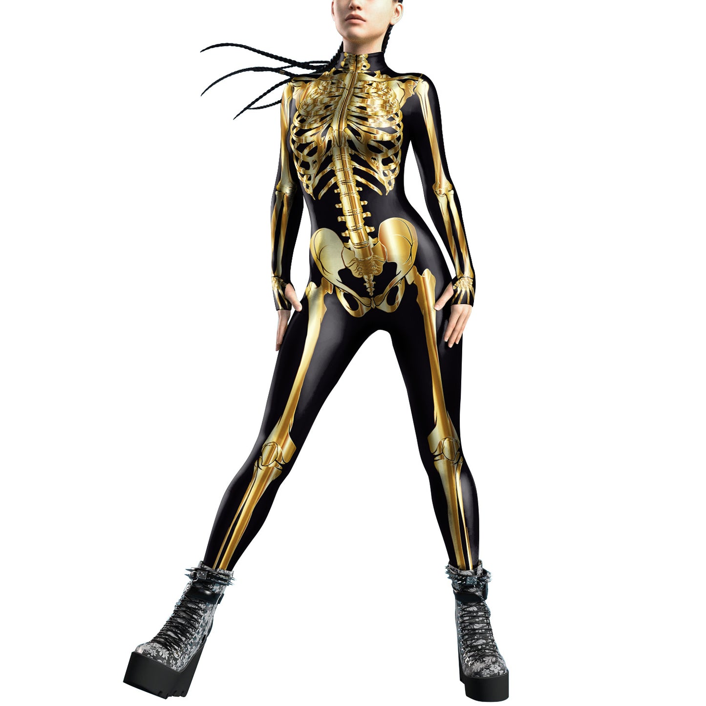 Women's Halloween Tights Body Penh Skeleton Digital Jumpsuits