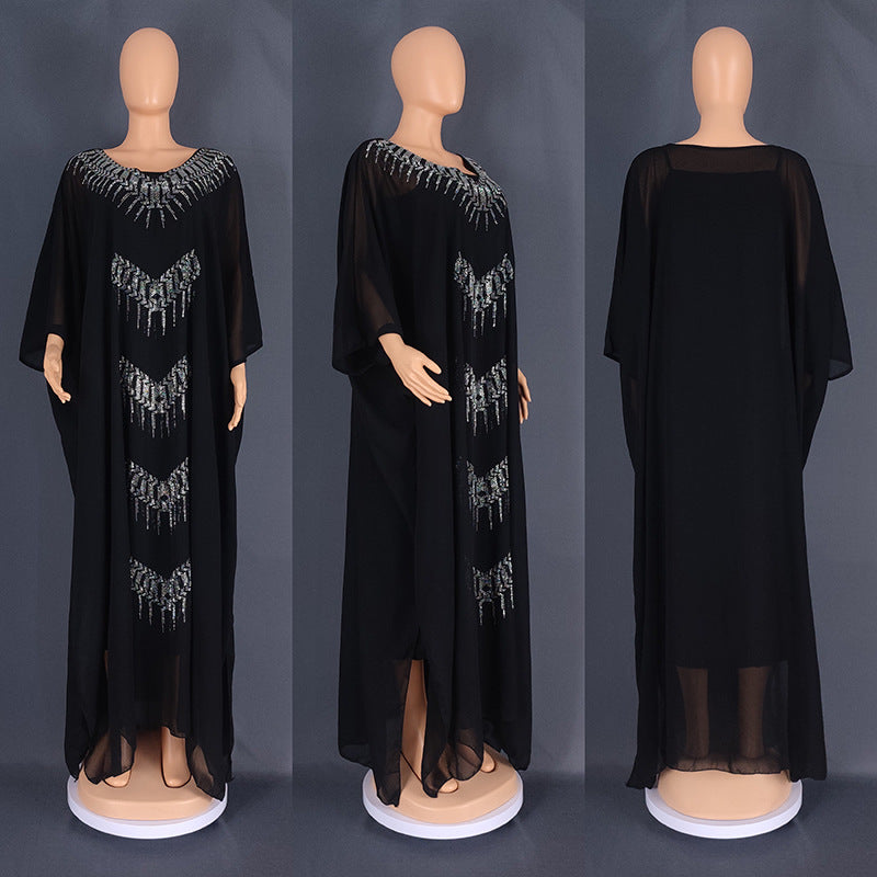 Women's Large Fat Cover Robe Hot Drilling Dresses