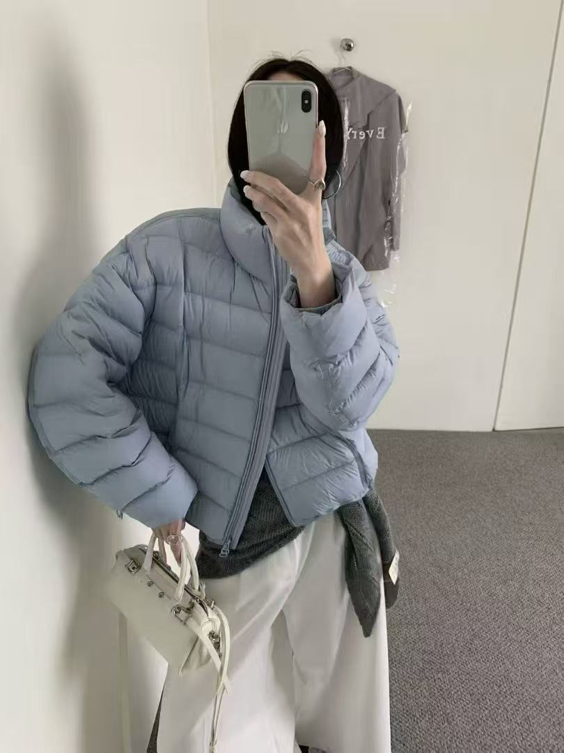 Women's Rib Temperament White Duck Down Light Jackets