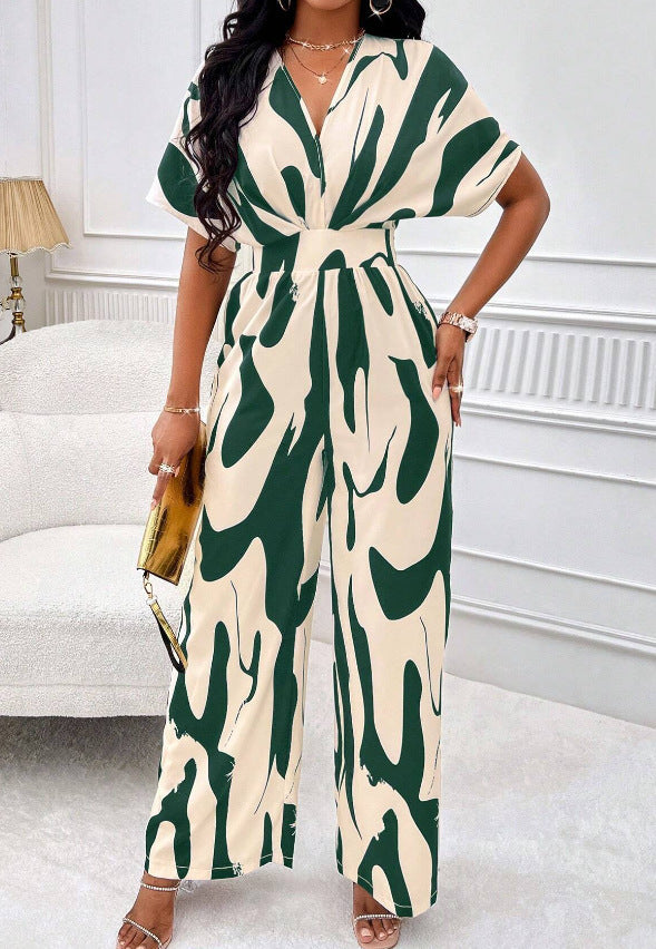 Graceful Durable Women's Sleeve Printed Fashion Jumpsuits
