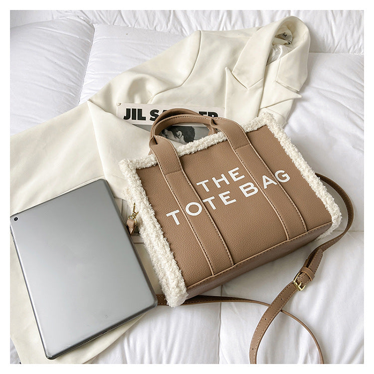 Women's Trendy Solid Color Letter Large Capacity Shoulder Bags