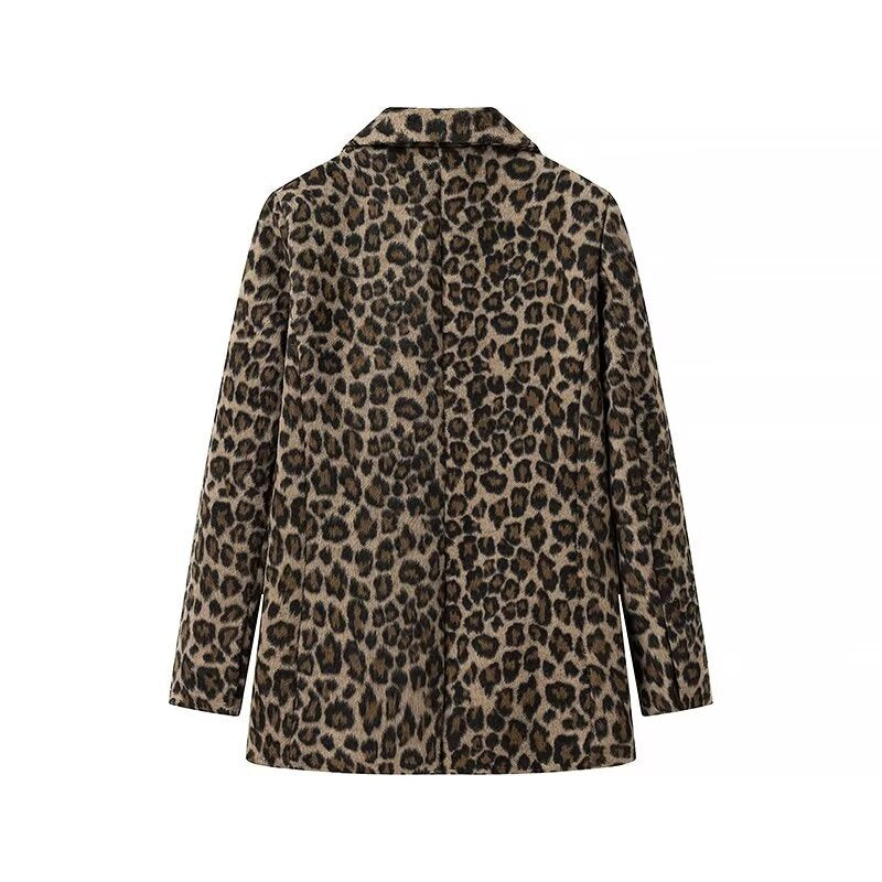 Women's French Single-breasted Design Leopard Print Blazers