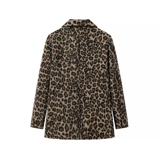 Women's French Single-breasted Design Leopard Print Blazers