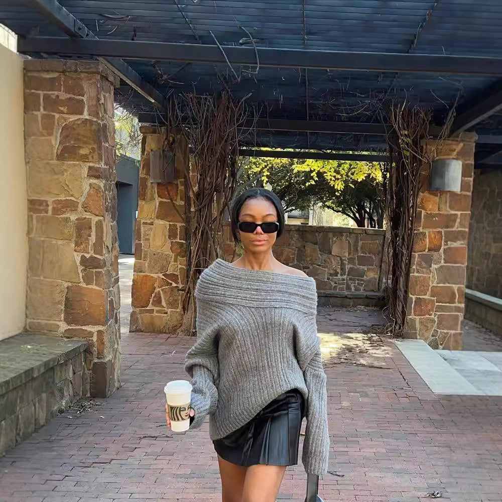Irregular Design Loose Casual Long Sleeve Knitwear