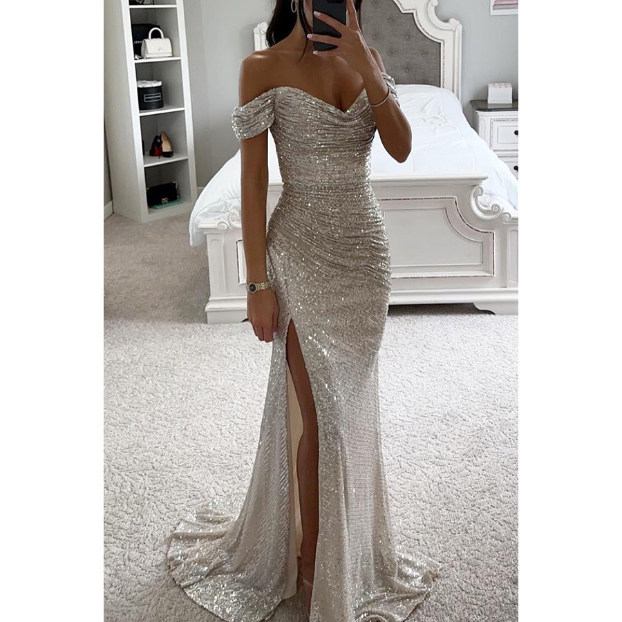 Women's Polyester Sexy Fine Split Ball Gown Dresses